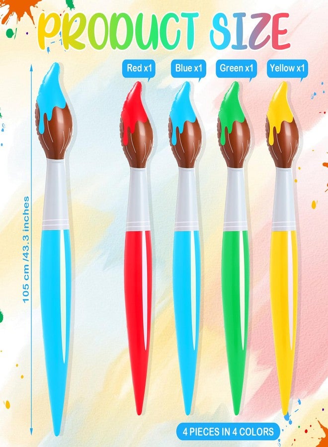 VercanMonth 4 Pcs Paint Party Decorations 43.3 Inch Giant Inflatable Paint Brushes Balloons Art Painting Decor Large Blow up Paintbrushes Set for Birthday Party Favor, 4 Color - Image 2